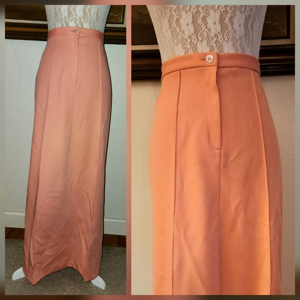 Vintage 1960's Red Orange Coral Maxi Skirt By Campus Casual